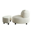 thumbnail image 3 of Modern Chair, Single Teddy Fabric Sofa Chair with Ottoman,SideTable, Foot Rest Comfy Chair for Living Room Bedroom and Office, 3 of 7