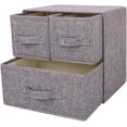 thumbnail image 1 of Fabric Storage Box Storage Bins With Handle Drawer Organizer With Lid Folding Storage Bins Box For Socks, Underwear, 1 Big + 2 Small Drawers, 1 of 4