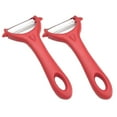 thumbnail image 3 of Opvise 2Pcs Fruit Peelers Anti-slip Easy to Store Convenient Hanging Ring Comfortable Grip Quick Peeling Stainless Steel Vegetable Potato Carrot Peel Remove Tools Home Supply Red, 3 of 8