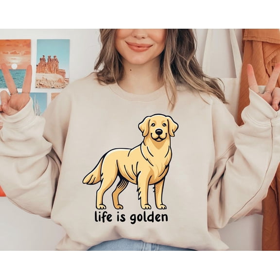 Golden Retriever Sweatshirt, Golden Retriever Mom Sweater, Life Is Golden Shirt, Dog Mama Crewneck, Dog Owner Shirt Gift, Dog Lover, Sweatshirt Size S-5Xl