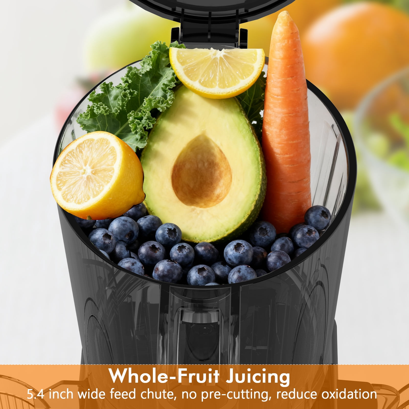 KNDKO Clod Press Juicer, 5.4" Wide Feed Chute Juicer Machine, Slow Masticating Juicer for Whole Vegetables & Fruits