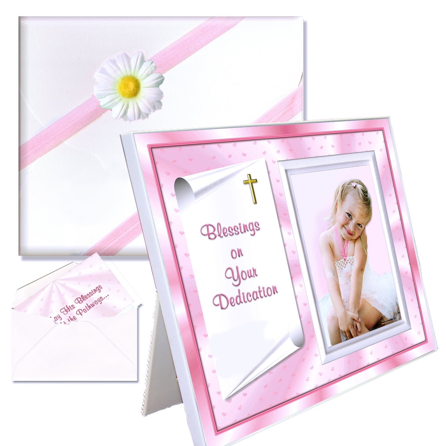 Baby Girl Dedication Gift, Picture Frame Gift-Boxed Set, Tabletop, Holds a 3.5 x 5 Photo