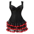 thumbnail image 1 of Grebrafan Straps Corset Pirate Gothic Bustier with Multi Layer lace Skirt L Red, 1 of 5