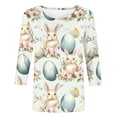 thumbnail image 5 of LangJing Womens Easter 3/4 Sleeve Crew Neck T-Shirts Cute Bunny Eggs Printed Tees Shirt Plus Size Loose Fit Pullover Green XXXXXL, 5 of 6