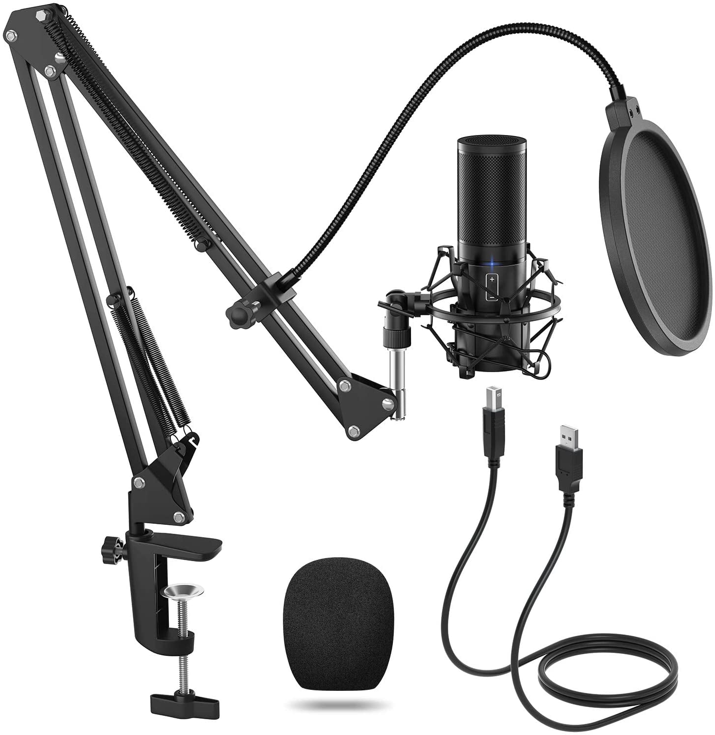 ELCM Microphone Kit USB Change Condenser Microphone Kit With Mic Pop Filter Suspension Boom Scissor Arm for Computer Gaming Streaming YouTube Tutorials Voiceover Tutorials Podcast