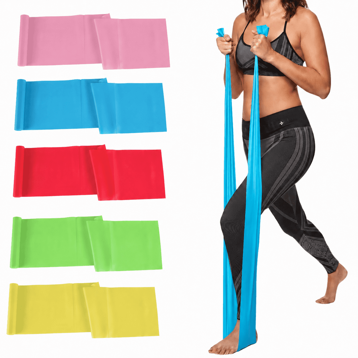 5 Pcs Professional Resistance Bands. Latex-Free, Pilates Band, Work Out Bands, Stretch Bands for Working Out Women or Men, Exercise Bands Set for Pilates, Physical Therapy, Yoga