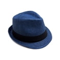 thumbnail image 2 of Unisex Cool Summer Panama Fedora Trilby Hat Short Brim, Navy, S/M, 2 of 2
