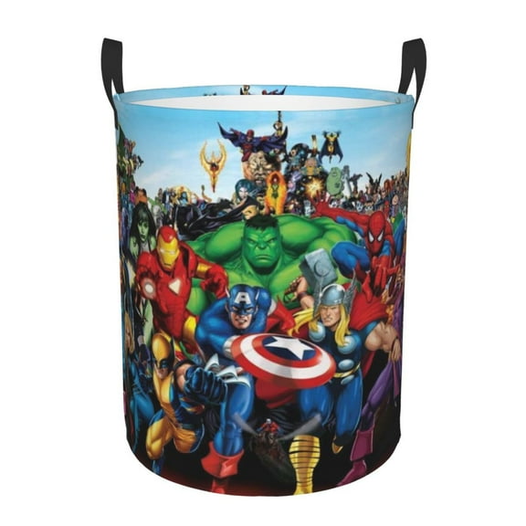 Laundry Basket Dirty Clothes Storage Basket The Avengers Circular Hamper with Handles For Home Bathroom Medium