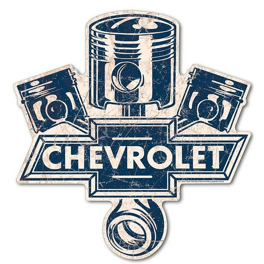 Chevrolet Metal Sign Die Cut Large Piston Logo 24.5 x 23.5" Walmart
