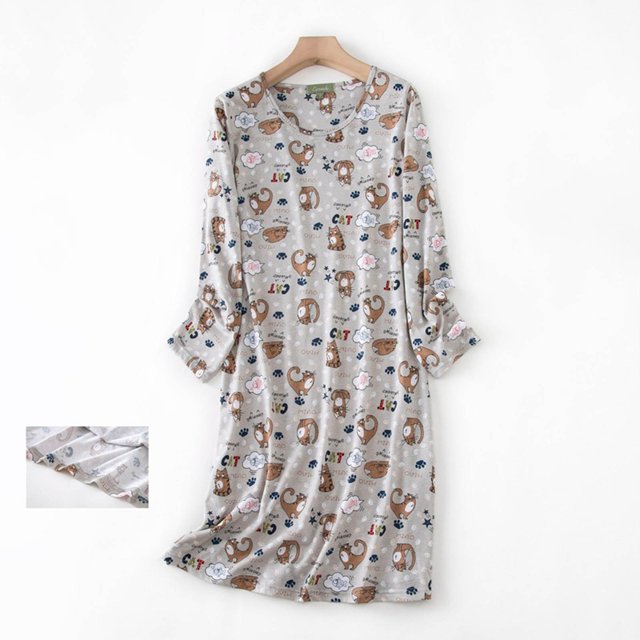 TINZ Chemise de Nuit pour Femme Pyjama Manches Longues Chemise Décontractée Imprimée Robe de Nuit Femme Chemise de Nuit Femme Grande Taille Chemises Surdimensionnées