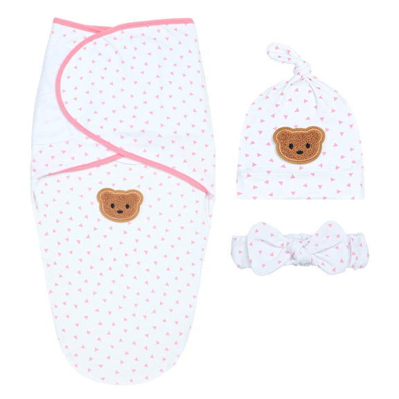 Benoxine Organic Cotton Baby Swaddle Sleep Sack 0-3 Months Set with Blanket Hat & Headband