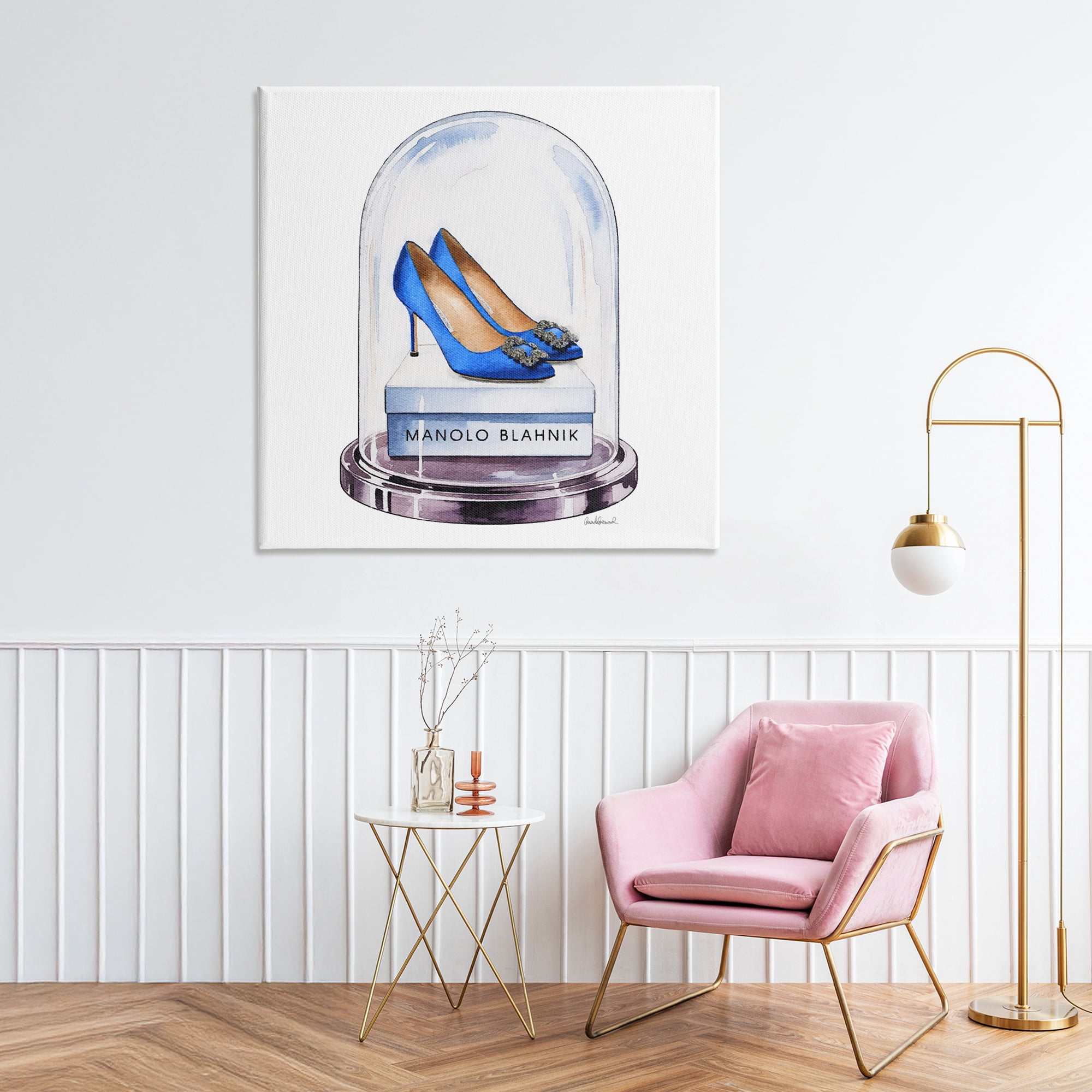 Stupell Industries Blue Heels in Bell Jar Canvas Wall Art, design by Amanda Greenwood