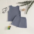 thumbnail image 5 of KPOPLK 2 Piece Toddler Baby Boy Clothes 6 12 18 24 Month 2T 3T Summer Outfits Sleeveless Tank Top T-Shirt + Casual Shorts Set(2-3 Years,Blue), 5 of 8
