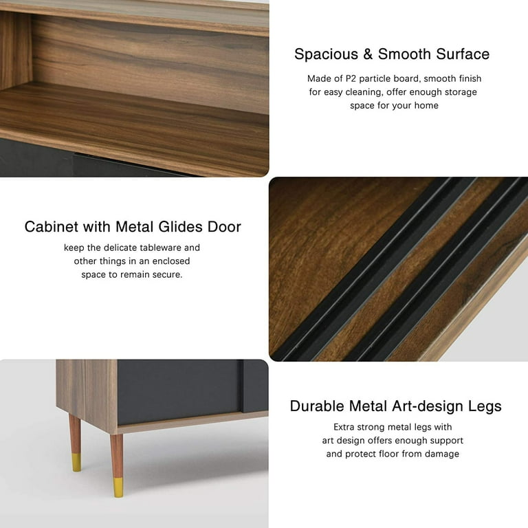 Mecor Shoe Rack Storage Cabinet 2 Door Shoebox Container Organizer Standing w Sliding Door for Hallway Entryway Living Room Bathroom Walnut Black