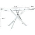 thumbnail image 2 of Modern Glass Dining Table with Tempered Glass Tabletop and Metal Pedestal, Clear Glass Kitchen Dining Room Table, 2 of 15