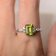 thumbnail image 5 of Real natural peridot ring sterling silver emerald cut green stone August birthstone wedding ring for women, 5 of 5