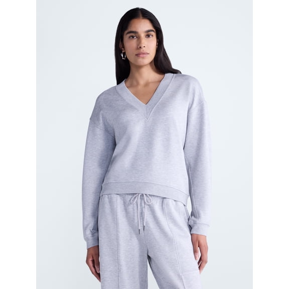 Scoop Women's and Women's Plus V-Neck Sweatshirt, Sizes XS-4X