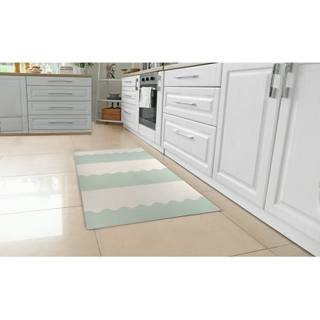 

WAVY HORIZON GREEN Kitchen Mat By Becky Bailey