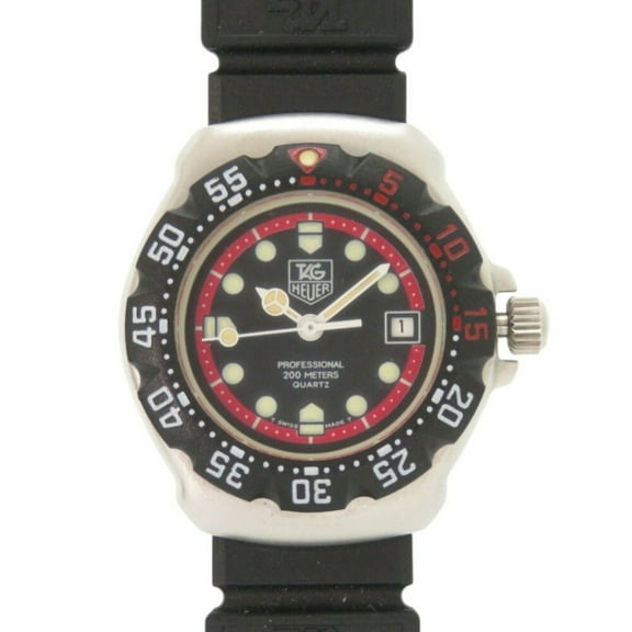 Pre-Owned TAG Heuer Formula 1 374.508 Stainless Steel Rubber Black Quartz Watch with... (Good)