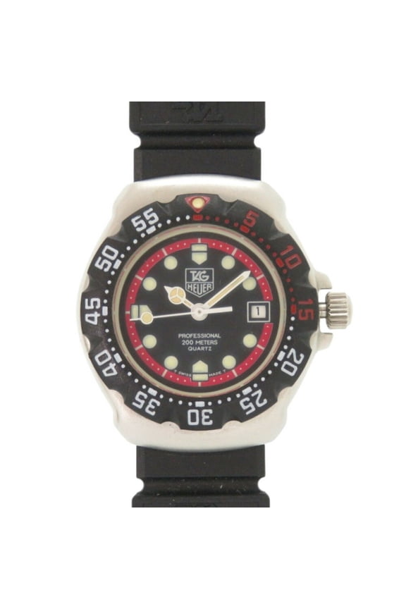 Pre-Owned TAG Heuer Formula 1 374.508 Stainless Steel Rubber Black Quartz Watch with... (Good)