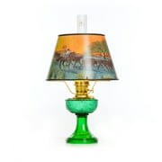 Aladdin Emerald Lincoln Drape Table Oil Lamp with Ride Into the Sunset Shade, Brass