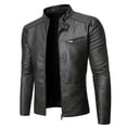 thumbnail image 2 of Abrigo de moto para hombre nuevo de otoño e invierno con cuello alto y todo fósforo de piel sintética lavada para hombre, 2 of 5