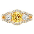 thumbnail image 5 of 2.16 ct Round Cut Simulated Yellow Diamond 3 Stone 14K Yellow Gold Womens Engagement Ring, 5 of 6