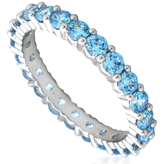 Swarovski Rhodium Plated Blue Round Cut Matrix Ring, Size 58 (US 8)