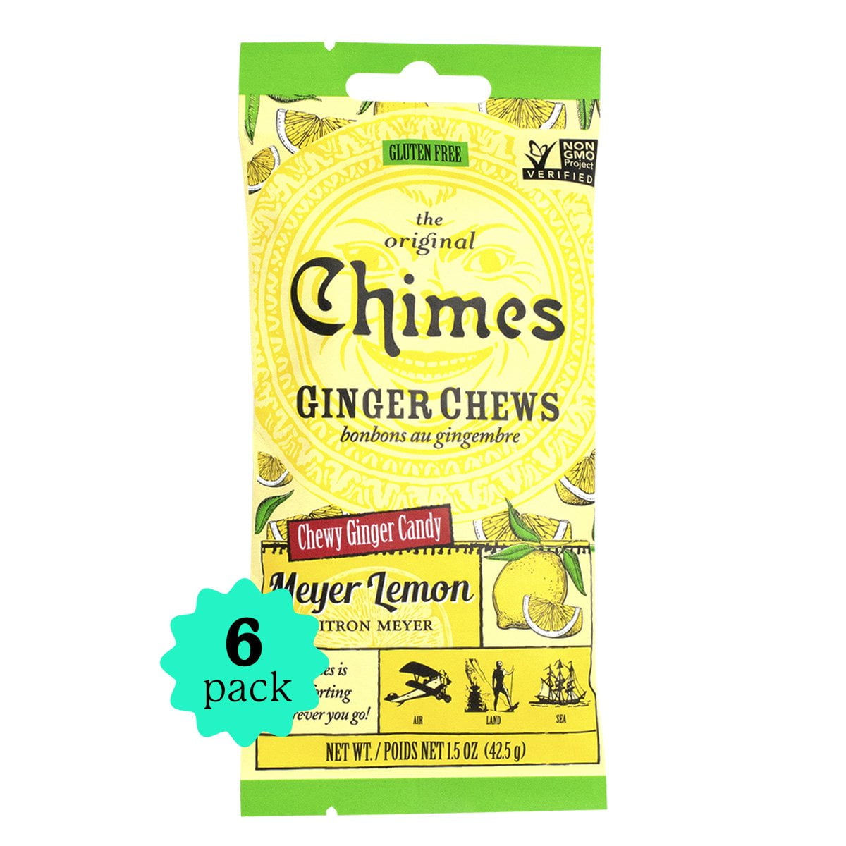 Chimes Ginger Chews Meyer Lemon 6Pack 1.5oz
