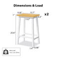 thumbnail image 4 of Solid Wood Bar Stools Set of 2, 25.6" Tall Bar Chairs, Kitchen Counter Stools with Footrests, Farmhouse Stools for Dining Room, Kitchen, Counter, White, 4 of 7