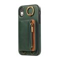 thumbnail image 6 of for iPhone XR PU Leather Case, Card Slots and Zipper Pocket Kickstand, Classic Protective Shockproof Lightweight Ultra Slim lip Case Finger Ring Wrist Strap for iPhone XR, Green, 6 of 7