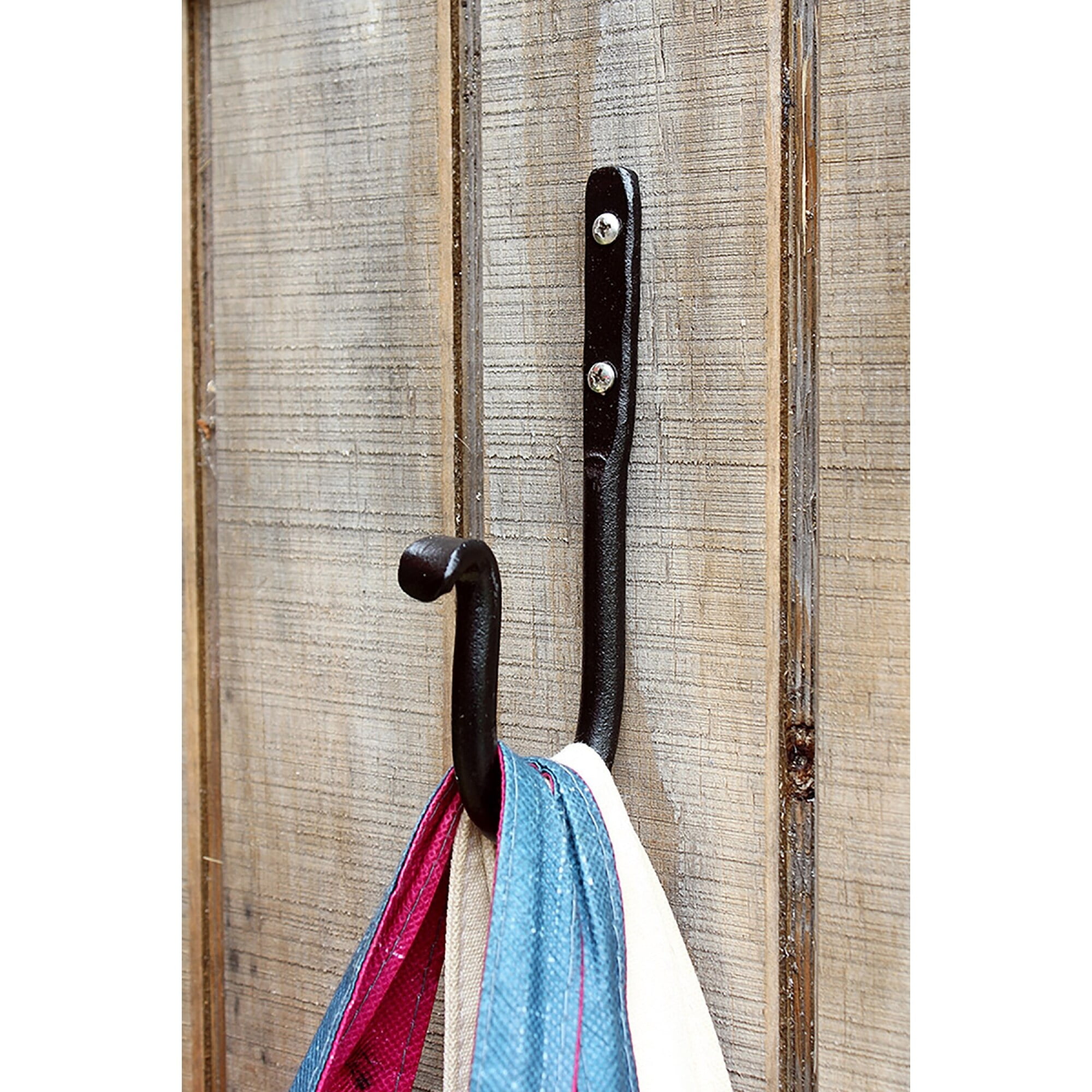Achla Designs Set of 3 Multi Purpose J-Hook Brackets, 6 Inch Long, Black Powder Coat Finish
