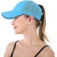 thumbnail image 5 of Womens Criss Cross Ponytail Baseball Cap Adjustable High Messy Bun Ponycap Quick Drying Hat-DF, 5 of 5