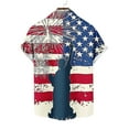 thumbnail image 5 of Jinhomg Mens Stars And Stripes Shirt Big And Tall Short Sleeve Button Down Shirts Casual Comfy American Flag Print Beach Tops Summer Vacation Outfit Red M, 5 of 7