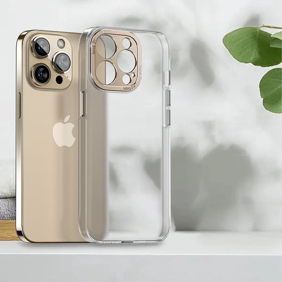 TECH CIRCLE for iPhone 14 pro Case,Shockproof Full Body Camera Protection Soft Edge Bumper Translucent Matte Frosted Hard PC Back Slim Protective Phone Case for iPhone 14 Pro 6.1", Gold