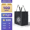 thumbnail image 2 of Pack of 100 Non-Woven Polypropylene Bags 20 x 6 x 16. Black Shopping Polypropylene Bags 20x6x16. Reusable Bags with Sun Print. Great for Industrial, Foodservice, Health Needs. Recyclable., 2 of 6