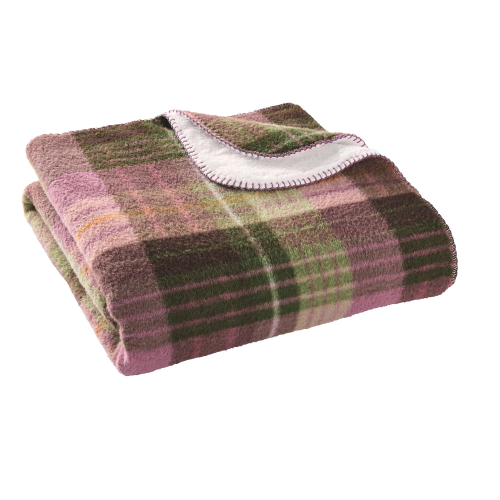 Better Homes & Gardens Violet Plaid Faux Wool Reverse to Faux Fur Throw, 50" x 72"