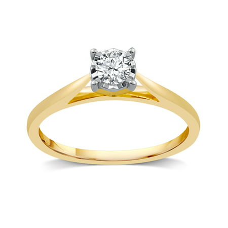 Forever Bride 10KT Yellow Gold 1/10 cttw Diamond MP Solitaire Ring