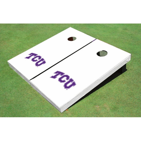 Texas Christian University "TCU" White Matching Solid Cornhole Boards