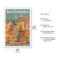 thumbnail image 2 of San Francisco California - Cable Car in Chinatown - United Air Lines - Vintage Airline Travel Poster by Joseph Fehér c.1950s - Fine Art Matte Paper Print (Unframed) 30x44in, 2 of 4