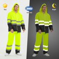 thumbnail image 4 of ProtectX Hi Vis Safety Rain Jacket and Pants, Waterproof Reflective Rain Gear for Farming Fishing Work, Men Women Rain Suit with Inner Mesh Lining and Pockets, Green, 4 of 7