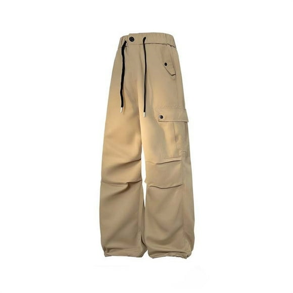 PMUYBHF Fleece Lined Pants Men Work 2025 Autumn/Winter New Men's Casual Pants Fashion Trendy Pocket Straight Tube Loose Work Pants Men's Pants Men's Sweat Pants Pack Mens Lightweight Cargo Pants