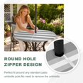 thumbnail image 4 of Round Outdoor Tablecloth with Umbrella Hole and Zipper, Grey Stripe Tablecloth with Elastic Waterproof, Minimalist Farmhouse Striped Patio Table Covers for 45" - 54" Picnic Pool Tables, 4 of 9