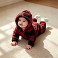 thumbnail image 4 of YHAJDS Girls Boys Winter Fleece Clothes Hooded Romper Snowsuit Footed Jumpsuit, 4 of 9