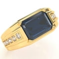 thumbnail image 2 of Men's Lab-Created Sapphire Diamond Channel Ring In Solid 14k Yellow Gold, 2 of 6