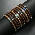 thumbnail image 4 of Nvzi Pulsera de cuentas de cáscara de coco hecha a mano para apilar, pulsera ajustable tejida trenzada hecha a mano -D, 4 of 4