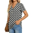 thumbnail image 4 of Womens T-shirts Short Sleeved V-neck Button Up Polka Top Gray XXL, 4 of 6