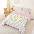 thumbnail image 2 of Feelyou Glitter Letter G Full Size Comforter Sets for Girls Kids, Rainbow Initial Bedding Sets, Pastel, Pink Reversible, 3pcs, 2 of 6
