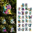 thumbnail image 5 of LanSuare 26 Letter Christmas Ornaments, 3.1Inch Colorful Dinosaur Shape Christmas Letter Tree Hanging Pendant, Xmas Initial for DIY Craft Ornaments（T）, 5 of 5