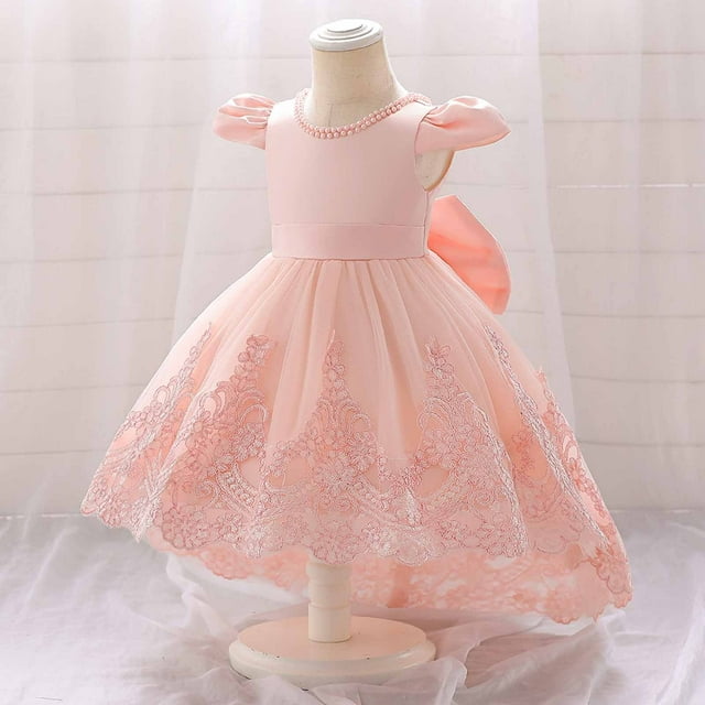 RXIRUCGD A Cute Solid Color Long Sleeved Dress With A Princess Dress And A Long Sleeved Round Neck Mid Waist Dress For A Young Girl, Watermelon Red, Size: 130
